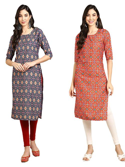 pack of 2 printed straight kurta - 19308529 - Very Small Image - 1