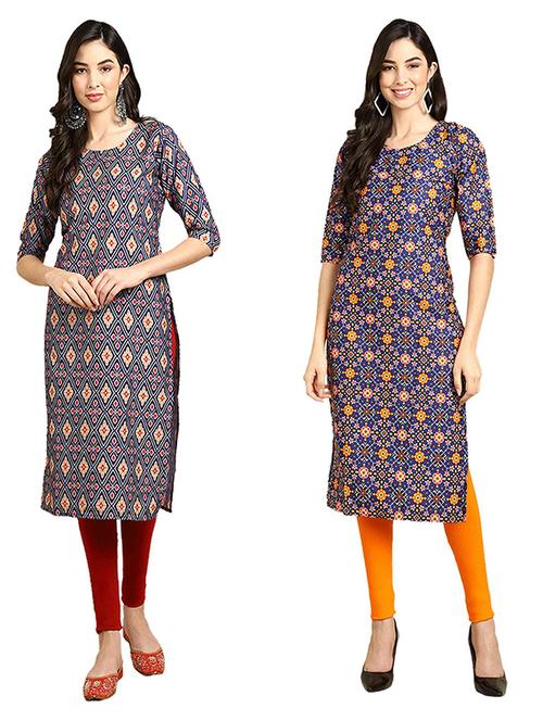 pack of 2 printed straight kurta - 19308530 - Very Small Image - 1