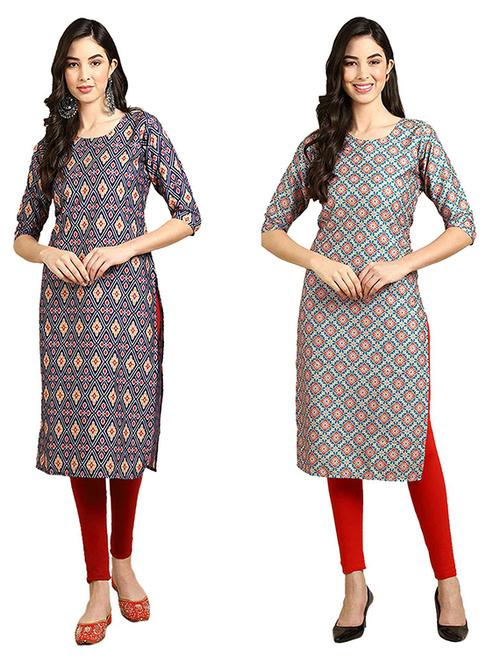 pack of 2 printed straight kurta - 19308532 - Very Small Image - 1
