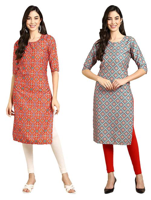 pack of 2 printed straight kurta - 19308547 - Very Small Image - 1