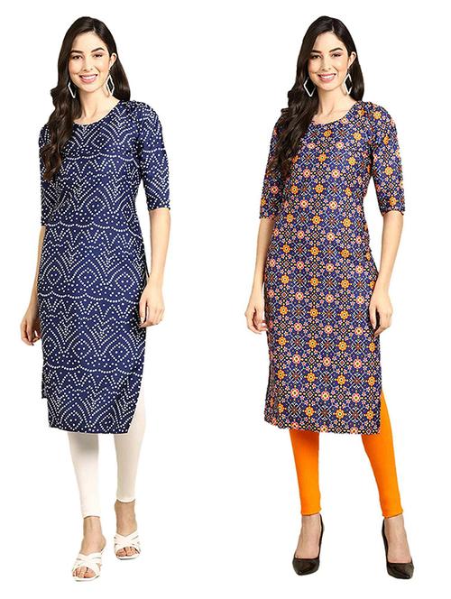 pack of 2 printed straight kurta - 19308551 - Very Small Image - 1