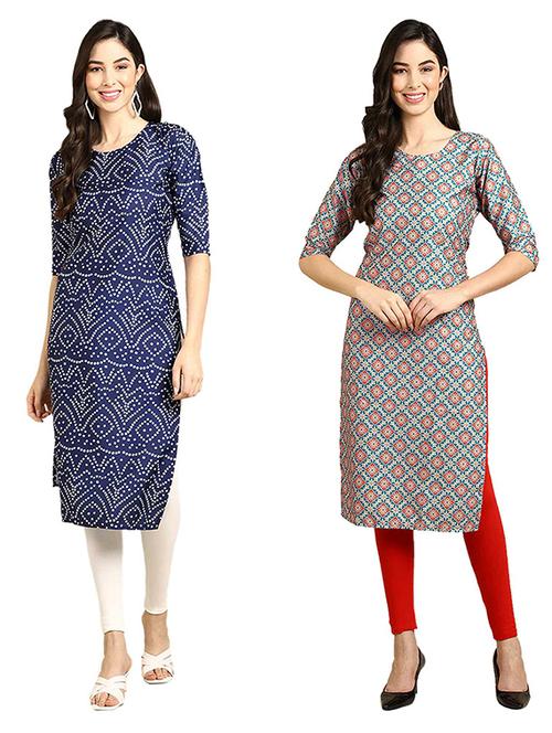 pack of 2 printed straight kurta - 19308552 - Very Small Image - 1