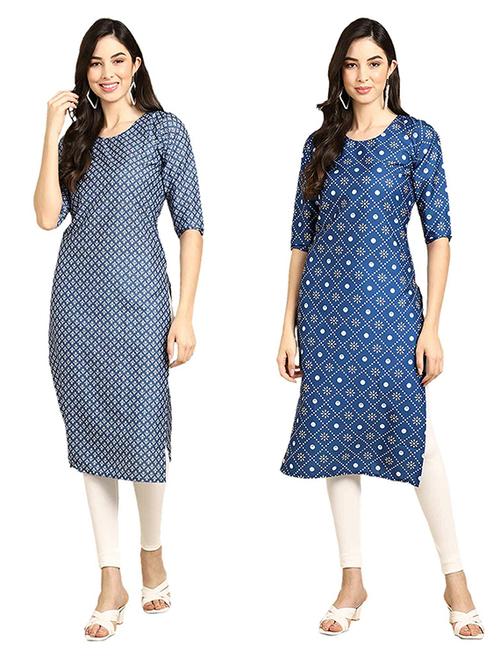 pack of 2 printed straight kurta - 19308553 - Very Small Image - 1