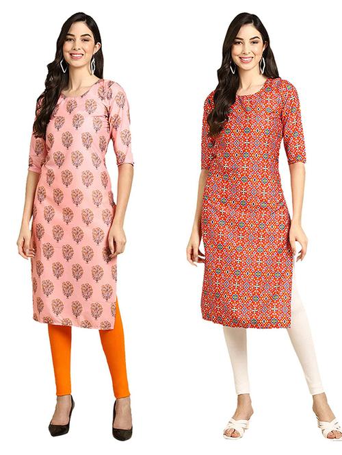 pack of 2 printed straight kurta - 19308561 - Very Small Image - 1