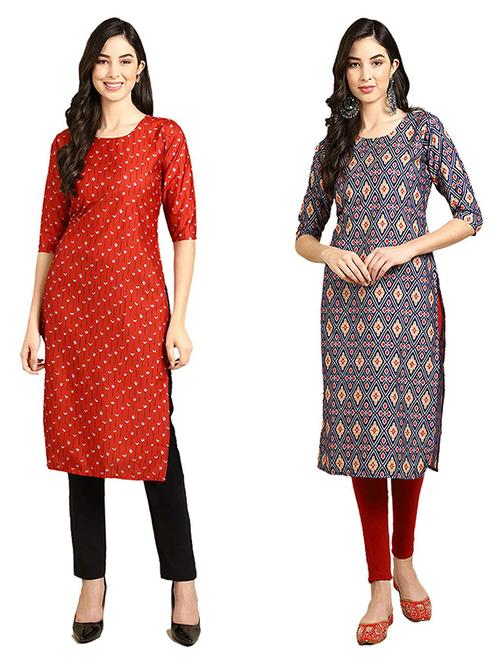 pack of 2 printed straight kurta - 19308568 - Very Small Image - 1