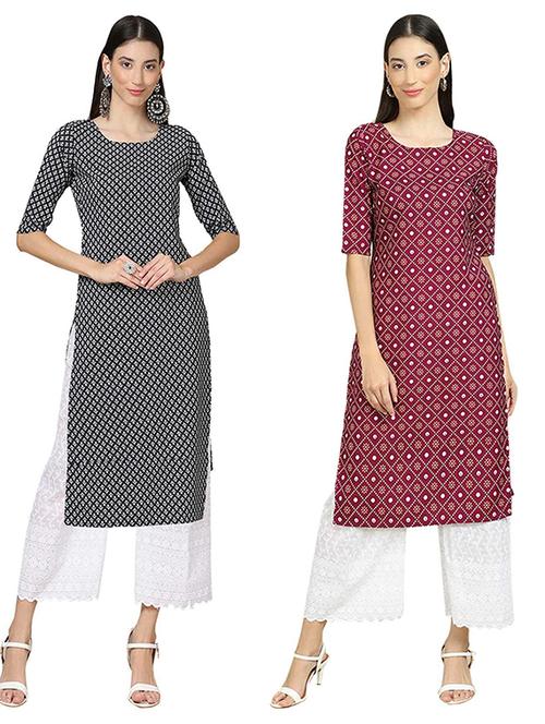 pack of 2 printed straight kurta - 19308597 - Very Small Image - 1