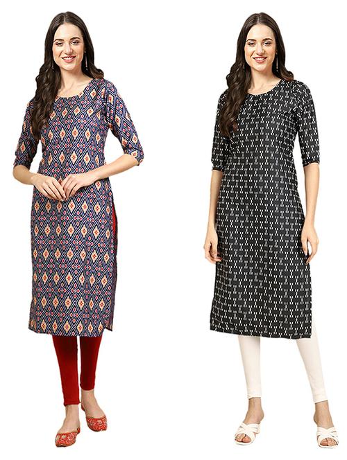 pack of 2 printed straight kurta - 19308633 - Very Small Image - 1