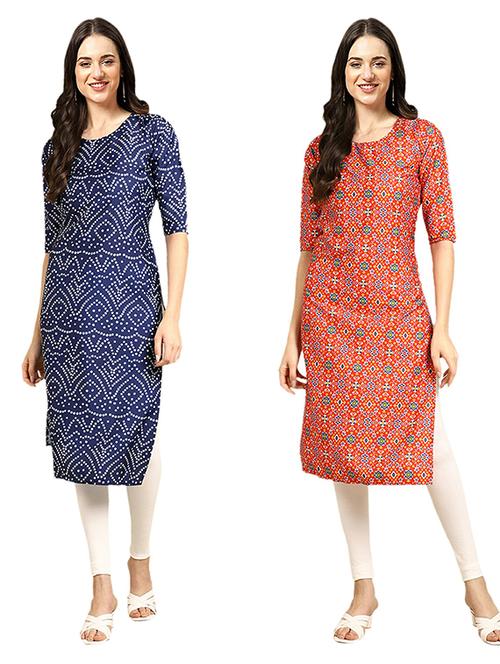 pack of 2 printed straight kurta - 19308654 - Very Small Image - 1