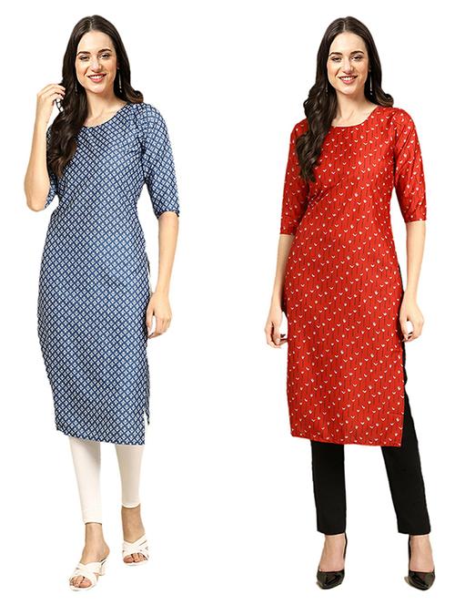 pack of 2 printed straight kurta - 19308661 - Very Small Image - 1