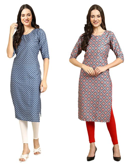 pack of 2 printed straight kurta - 19308662 - Very Small Image - 1