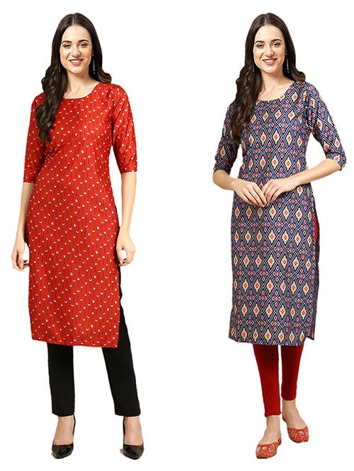 pack of 2 printed straight kurta - 19308673 - Very Small Image - 1