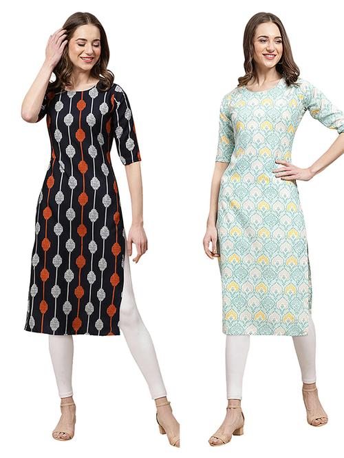 pack of 2 printed straight kurta - 19308690 - Very Small Image - 1
