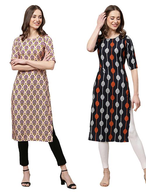 pack of 2 printed straight kurta - 19308695 - Very Small Image - 1