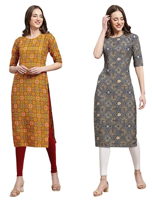 pack of 2 printed straight kurta - 19308700 - Very Small Image - 1