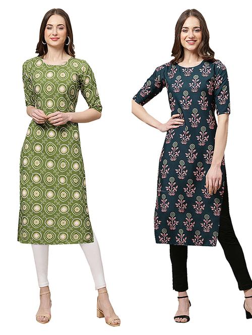 pack of 2 printed straight kurta - 19308707 - Very Small Image - 1