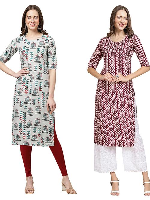 pack of 2 printed straight kurta - 19308715 - Very Small Image - 1
