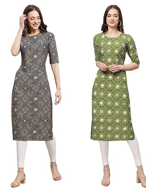 pack of 2 printed straight kurta - 19308716 - Very Small Image - 1