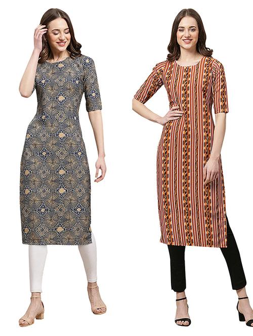 pack of 2 printed straight kurta - 19308718 - Very Small Image - 1