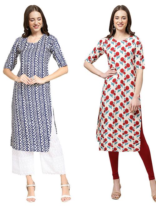 pack of 2 printed straight kurta - 19308737 - Very Small Image - 1
