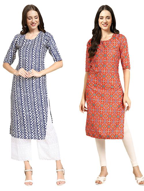 pack of 2 printed straight kurta - 19308739 - Very Small Image - 1