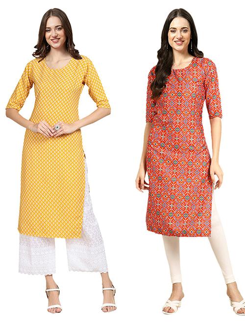 pack of 2 printed straight kurta - 19308740 - Very Small Image - 1