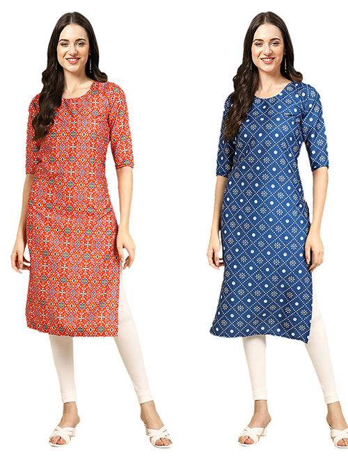 pack of 2 printed straight kurta - 19308764 - Very Small Image - 1