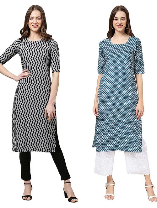pack of 2 printed straight kurta - 19308768 - Very Small Image - 1