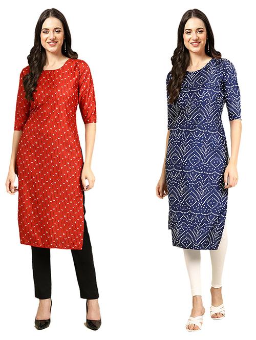 pack of 2 printed straight kurta - 19308769 - Very Small Image - 1