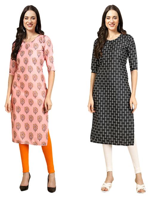 pack of 2 printed straight kurta - 19308775 - Very Small Image - 1