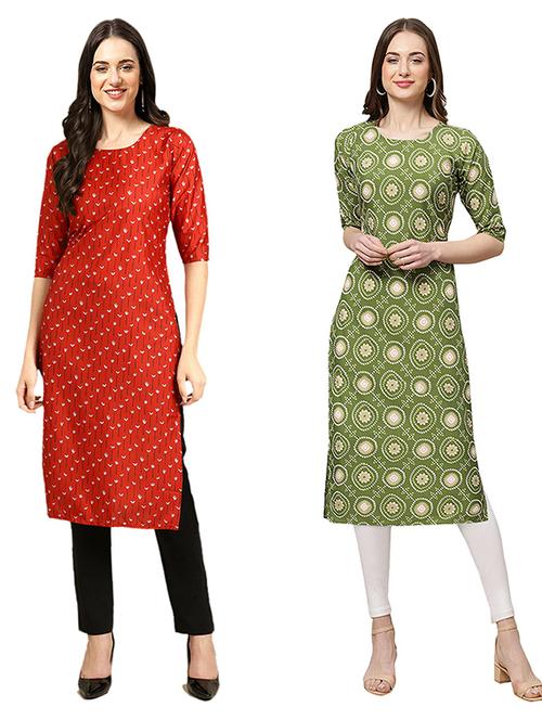 pack of 2 printed straight kurta - 19308779 - Very Small Image - 1