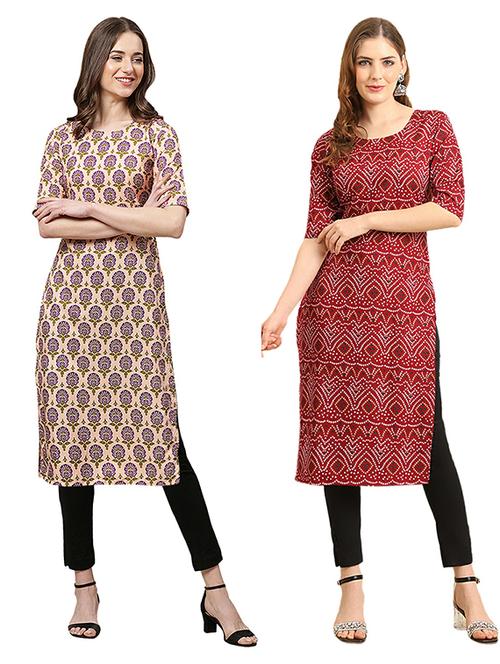 pack of 2 printed straight kurta - 19308806 - Very Small Image - 1