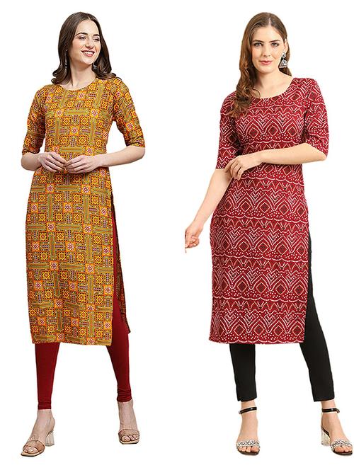 pack of 2 printed straight kurta - 19308810 - Very Small Image - 1