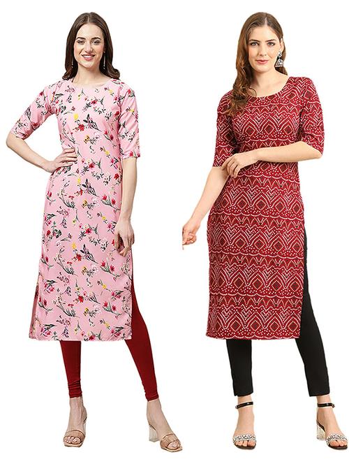 pack of 2 printed straight kurta - 19308834 - Very Small Image - 1