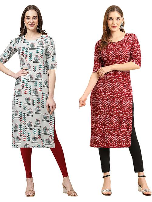 pack of 2 printed straight kurta - 19308839 - Very Small Image - 1