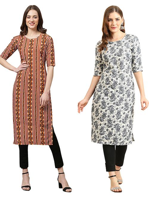 pack of 2 printed straight kurta - 19308853 - Very Small Image - 1