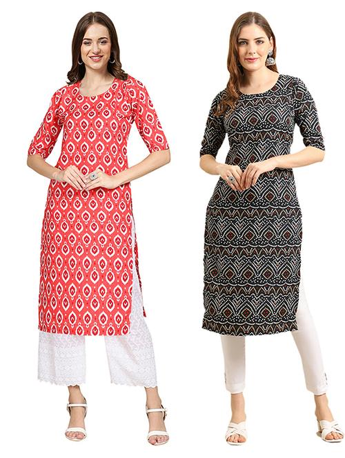pack of 2 printed straight kurta - 19308862 - Very Small Image - 1