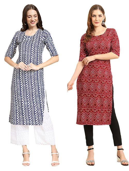 pack of 2 printed straight kurta - 19308871 - Very Small Image - 1