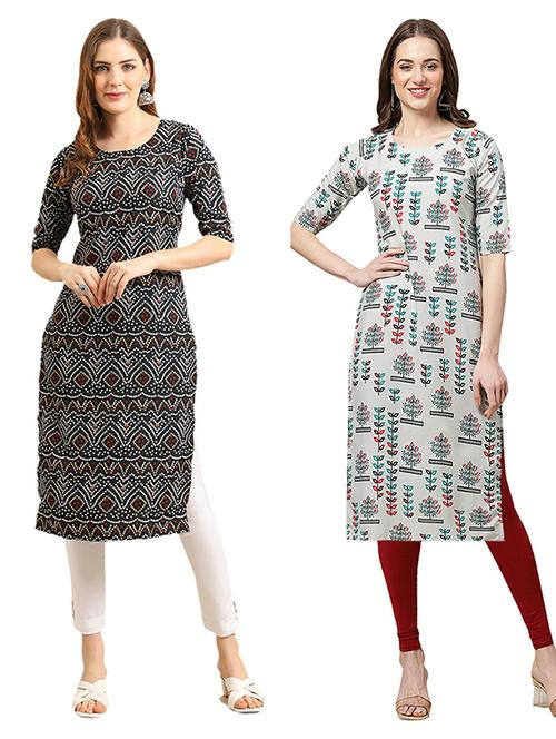 pack of 2 printed straight kurta - 19308898 - Very Small Image - 1