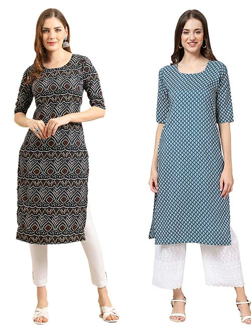 pack of 2 printed straight kurta - 19308899 - Very Small Image - 1