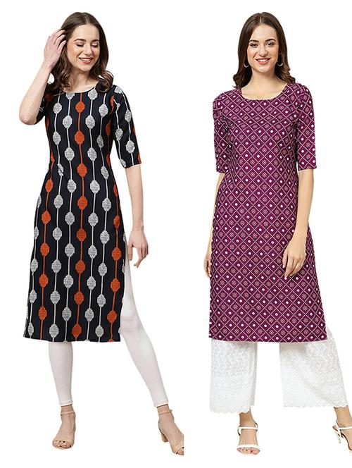 pack of 2 printed straight kurta - 19308920 - Very Small Image - 1