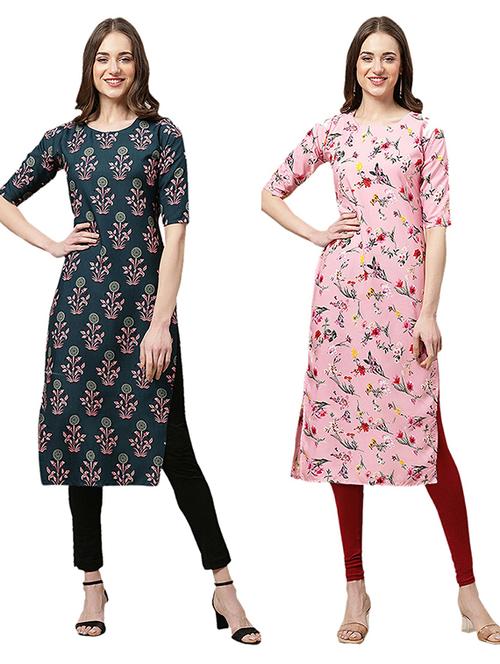 pack of 2 printed straight kurta - 19308933 - Very Small Image - 1
