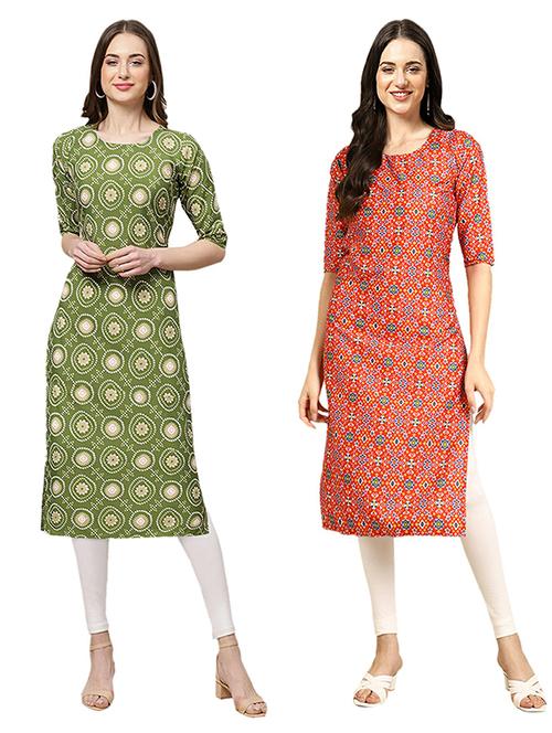 pack of 2 printed straight kurta - 19308943 - Very Small Image - 1