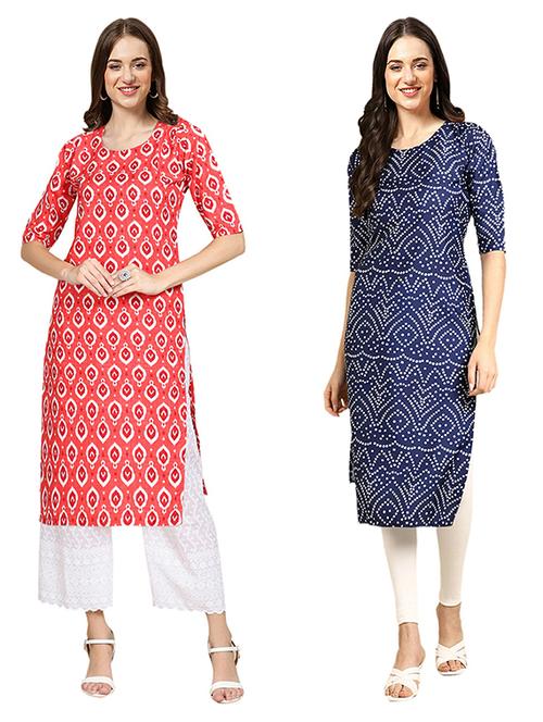 pack of 2 printed straight kurta - 19308967 - Very Small Image - 1