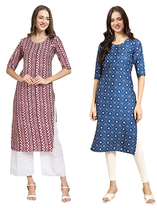 pack of 2 printed straight kurta - 19308969 - Very Small Image - 1