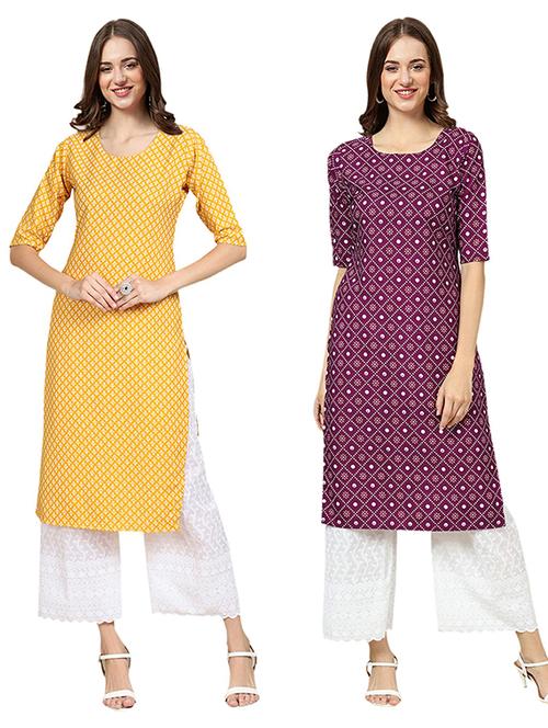 pack of 2 printed straight kurta - 19308980 - Very Small Image - 1