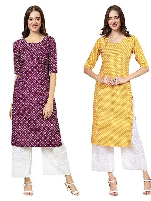 pack of 2 printed straight kurta - 19308993 - Very Small Image - 1
