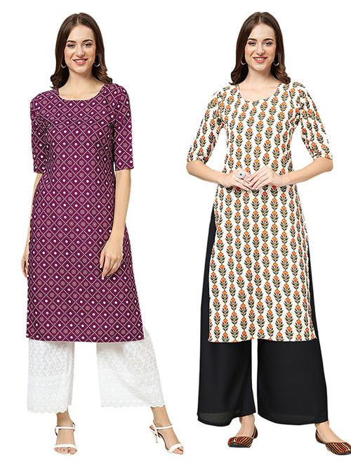pack of 2 printed straight kurta - 19308994 - Very Small Image - 1