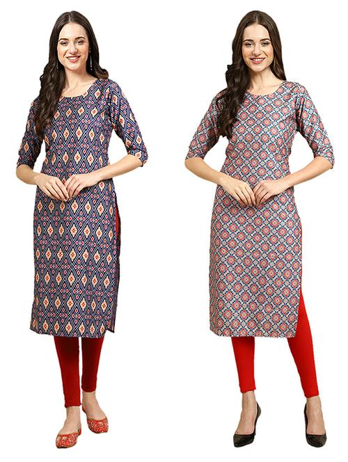 pack of 2 printed straight kurta - 19308997 - Very Small Image - 1