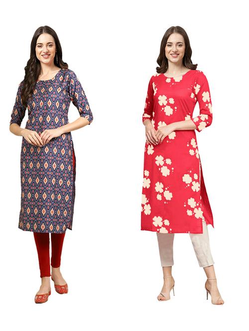 pack of 2 printed straight kurta - 19308998 - Very Small Image - 1