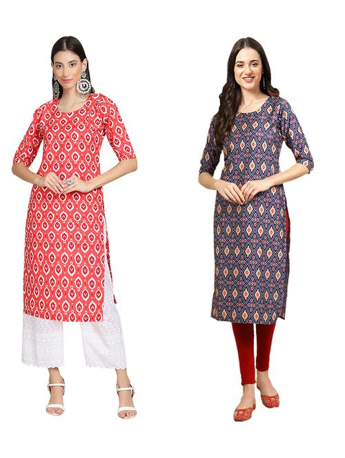 pack of 2 printed straight kurta - 19309029 - Very Small Image - 1
